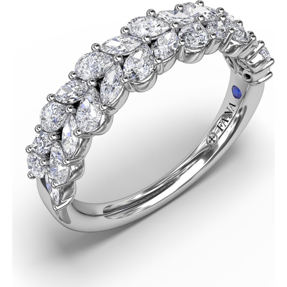 Double Row Marquise and Round Diamond Cluster Band by Fana - 0.99 Carat Total Diamond Weight