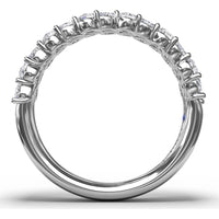 Double Row Marquise and Round Diamond Cluster Band by Fana - 0.99 Carat Total Diamond Weight