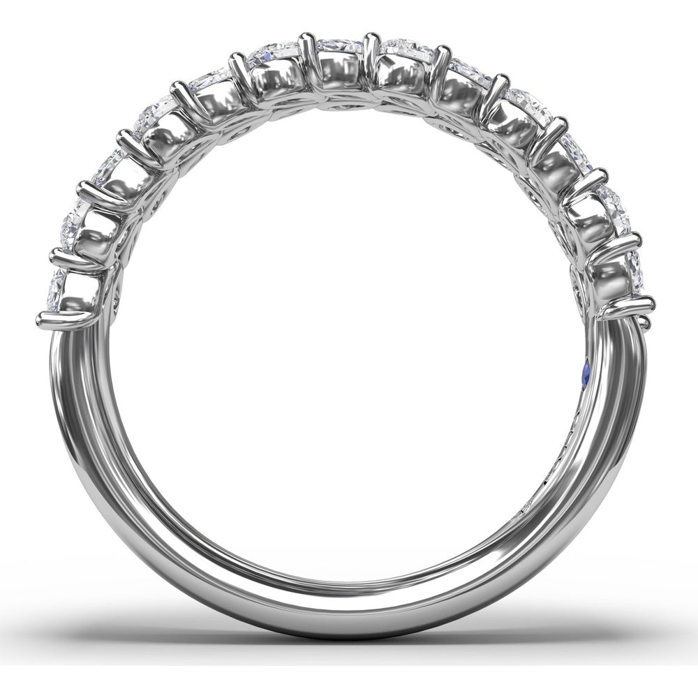 Double Row Marquise and Round Diamond Cluster Band by Fana - 0.99 Carat Total Diamond Weight