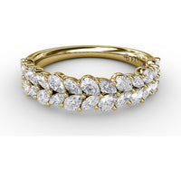 Double Row Marquise and Round Diamond Cluster Band by Fana - 0.99 Carat Total Diamond Weight