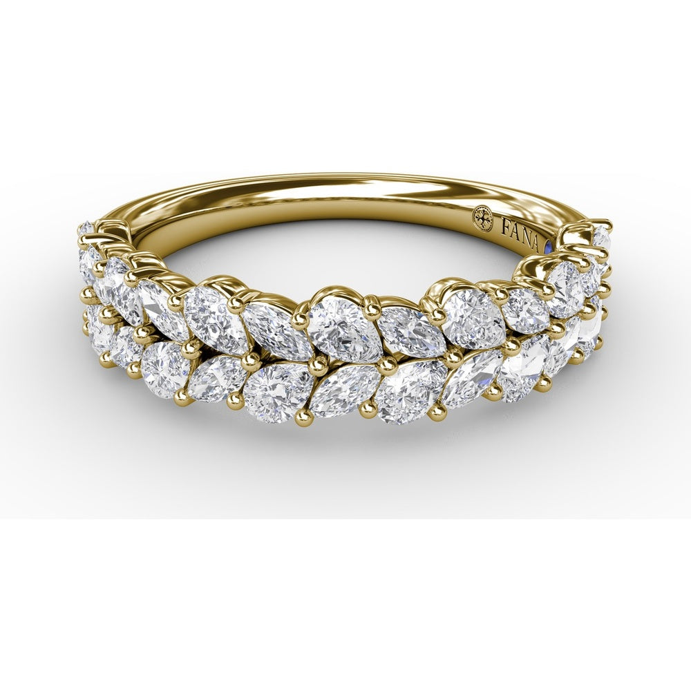 Double Row Marquise and Round Diamond Cluster Band by Fana - 0.99 Carat Total Diamond Weight