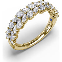 Double Row Marquise and Round Diamond Cluster Band by Fana - 0.99 Carat Total Diamond Weight