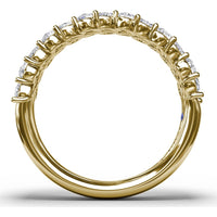 Double Row Marquise and Round Diamond Cluster Band by Fana - 0.99 Carat Total Diamond Weight