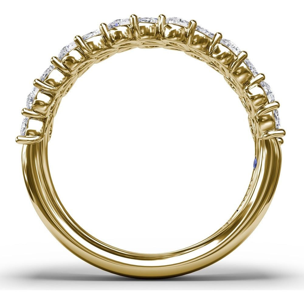 Double Row Marquise and Round Diamond Cluster Band by Fana - 0.99 Carat Total Diamond Weight