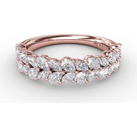 Double Row Marquise and Round Diamond Cluster Band by Fana - 0.99 Carat Total Diamond Weight