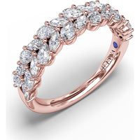Double Row Marquise and Round Diamond Cluster Band by Fana - 0.99 Carat Total Diamond Weight