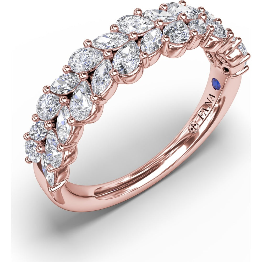 Double Row Marquise and Round Diamond Cluster Band by Fana - 0.99 Carat Total Diamond Weight