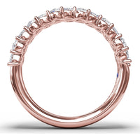 Double Row Marquise and Round Diamond Cluster Band by Fana - 0.99 Carat Total Diamond Weight