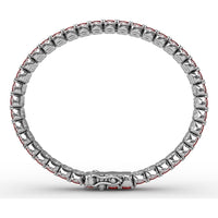Double Row Oval Ruby Bracelet with Pavé Diamond Borders by Fana - 21.83 Carat Total Gemstone Weight
