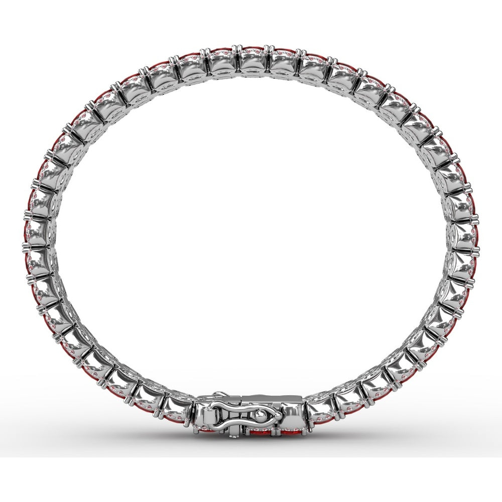 Double Row Oval Ruby Bracelet with Pavé Diamond Borders by Fana - 21.83 Carat Total Gemstone Weight