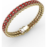 Double Row Oval Ruby Bracelet with Pavé Diamond Borders by Fana - 21.83 Carat Total Gemstone Weight