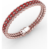 Double Row Oval Ruby Bracelet with Pavé Diamond Borders by Fana - 21.83 Carat Total Gemstone Weight