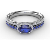 Double Row Oval Sapphire and Diamond Ring by Fana - 1.16 Carat Total Gemstone Weight