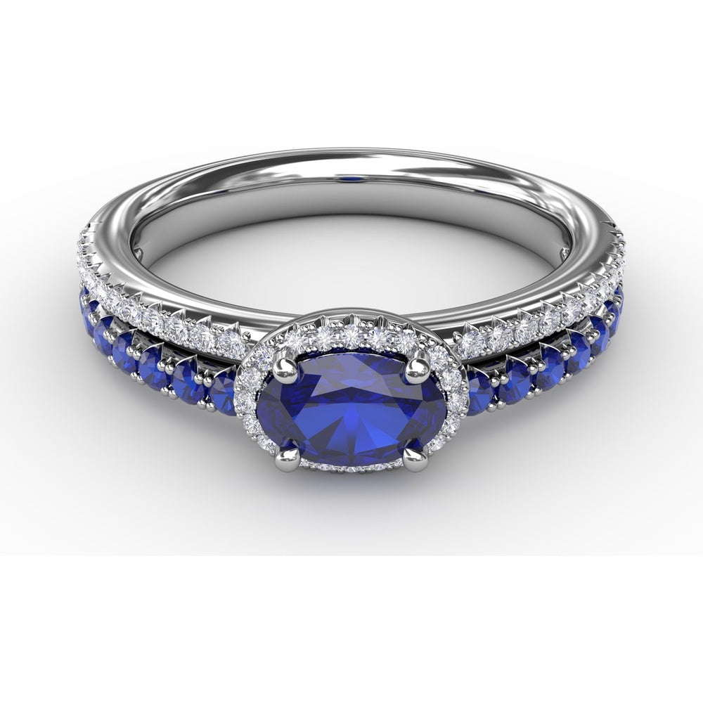 Double Row Oval Sapphire and Diamond Ring by Fana - 1.16 Carat Total Gemstone Weight