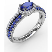 Double Row Oval Sapphire and Diamond Ring by Fana - 1.16 Carat Total Gemstone Weight