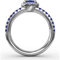 Double Row Oval Sapphire and Diamond Ring by Fana - 1.16 Carat Total Gemstone Weight