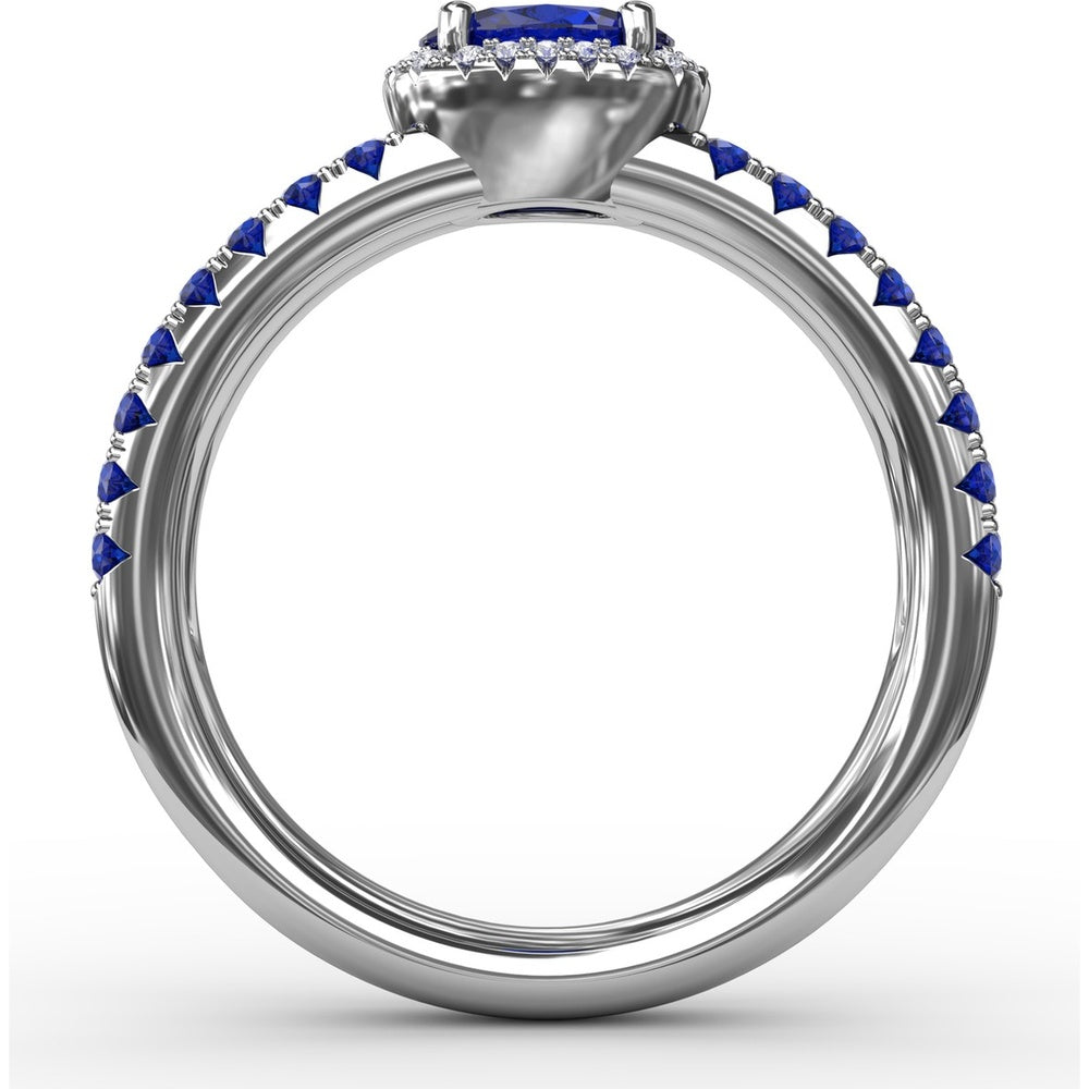Double Row Oval Sapphire and Diamond Ring by Fana - 1.16 Carat Total Gemstone Weight