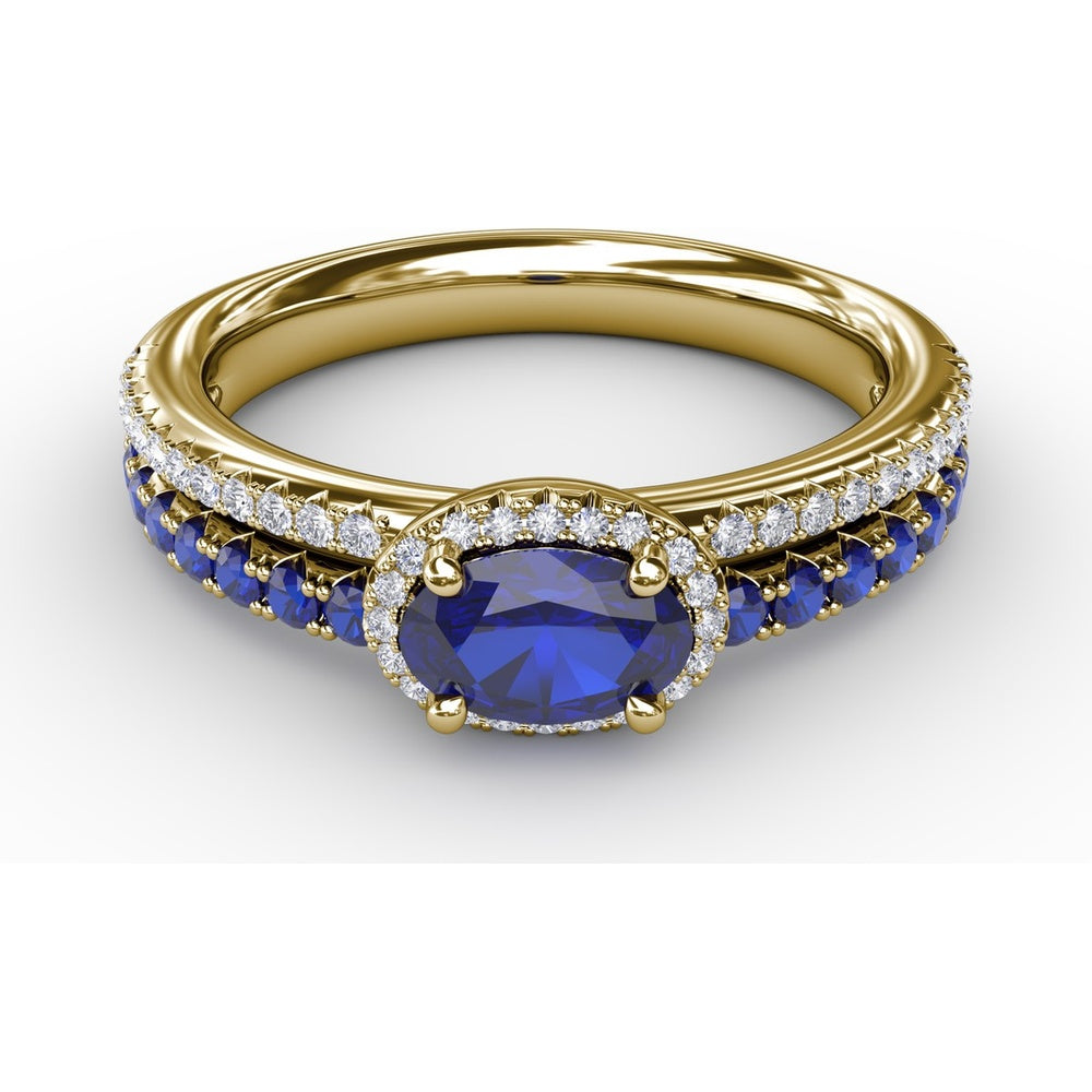 Double Row Oval Sapphire and Diamond Ring by Fana - 1.16 Carat Total Gemstone Weight