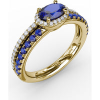 Double Row Oval Sapphire and Diamond Ring by Fana - 1.16 Carat Total Gemstone Weight