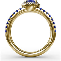 Double Row Oval Sapphire and Diamond Ring by Fana - 1.16 Carat Total Gemstone Weight