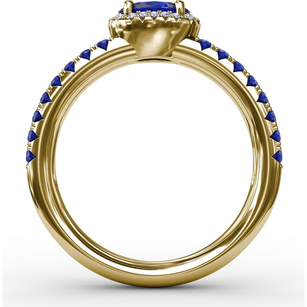 Double Row Oval Sapphire and Diamond Ring by Fana - 1.16 Carat Total Gemstone Weight