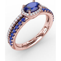 Double Row Oval Sapphire and Diamond Ring by Fana - 1.16 Carat Total Gemstone Weight