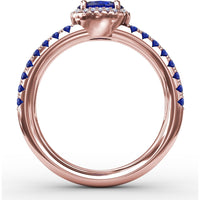 Double Row Oval Sapphire and Diamond Ring by Fana - 1.16 Carat Total Gemstone Weight