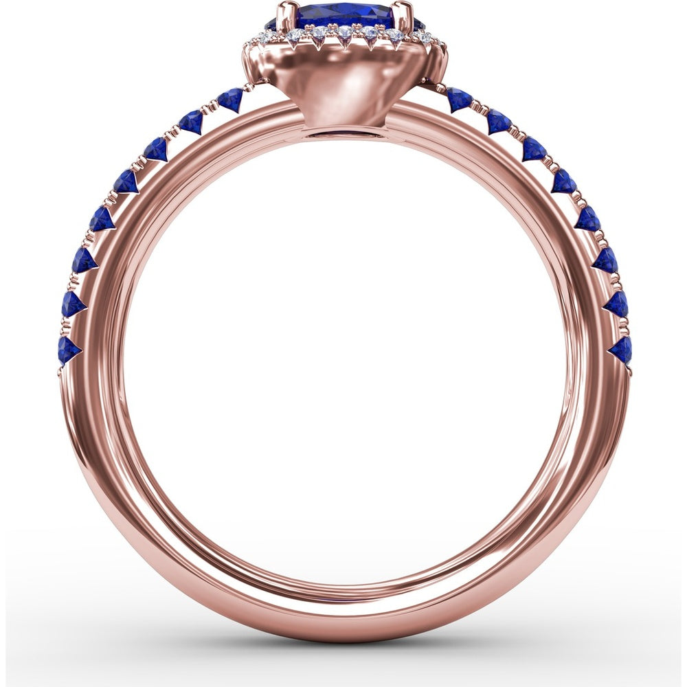 Double Row Oval Sapphire and Diamond Ring by Fana - 1.16 Carat Total Gemstone Weight