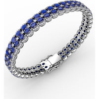 Double Row Oval Sapphire Bracelet with Diamond Halo Accents by Fana - 19.43 Carat Total Gemstone Weight