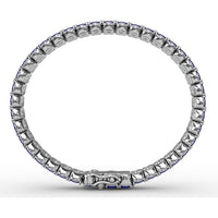 Double Row Oval Sapphire Bracelet with Diamond Halo Accents by Fana - 19.43 Carat Total Gemstone Weight