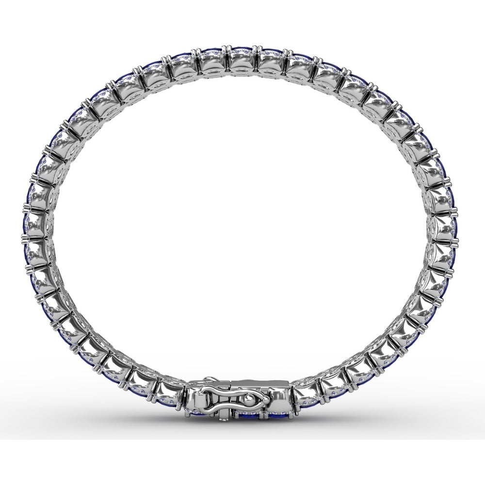 Double Row Oval Sapphire Bracelet with Diamond Halo Accents by Fana - 19.43 Carat Total Gemstone Weight