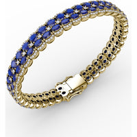Double Row Oval Sapphire Bracelet with Diamond Halo Accents by Fana - 19.43 Carat Total Gemstone Weight