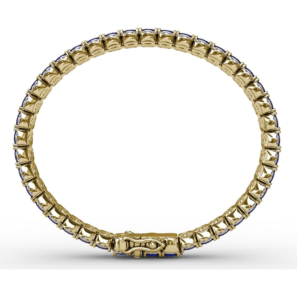 Double Row Oval Sapphire Bracelet with Diamond Halo Accents by Fana - 19.43 Carat Total Gemstone Weight