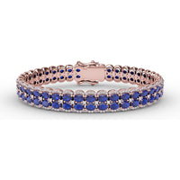 Double Row Oval Sapphire Bracelet with Diamond Halo Accents by Fana - 19.43 Carat Total Gemstone Weight