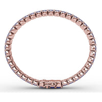Double Row Oval Sapphire Bracelet with Diamond Halo Accents by Fana - 19.43 Carat Total Gemstone Weight