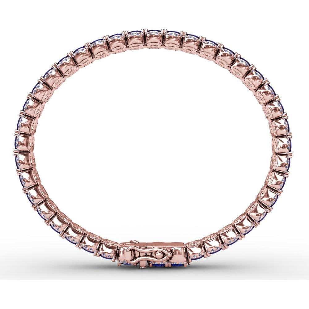 Double Row Oval Sapphire Bracelet with Diamond Halo Accents by Fana - 19.43 Carat Total Gemstone Weight