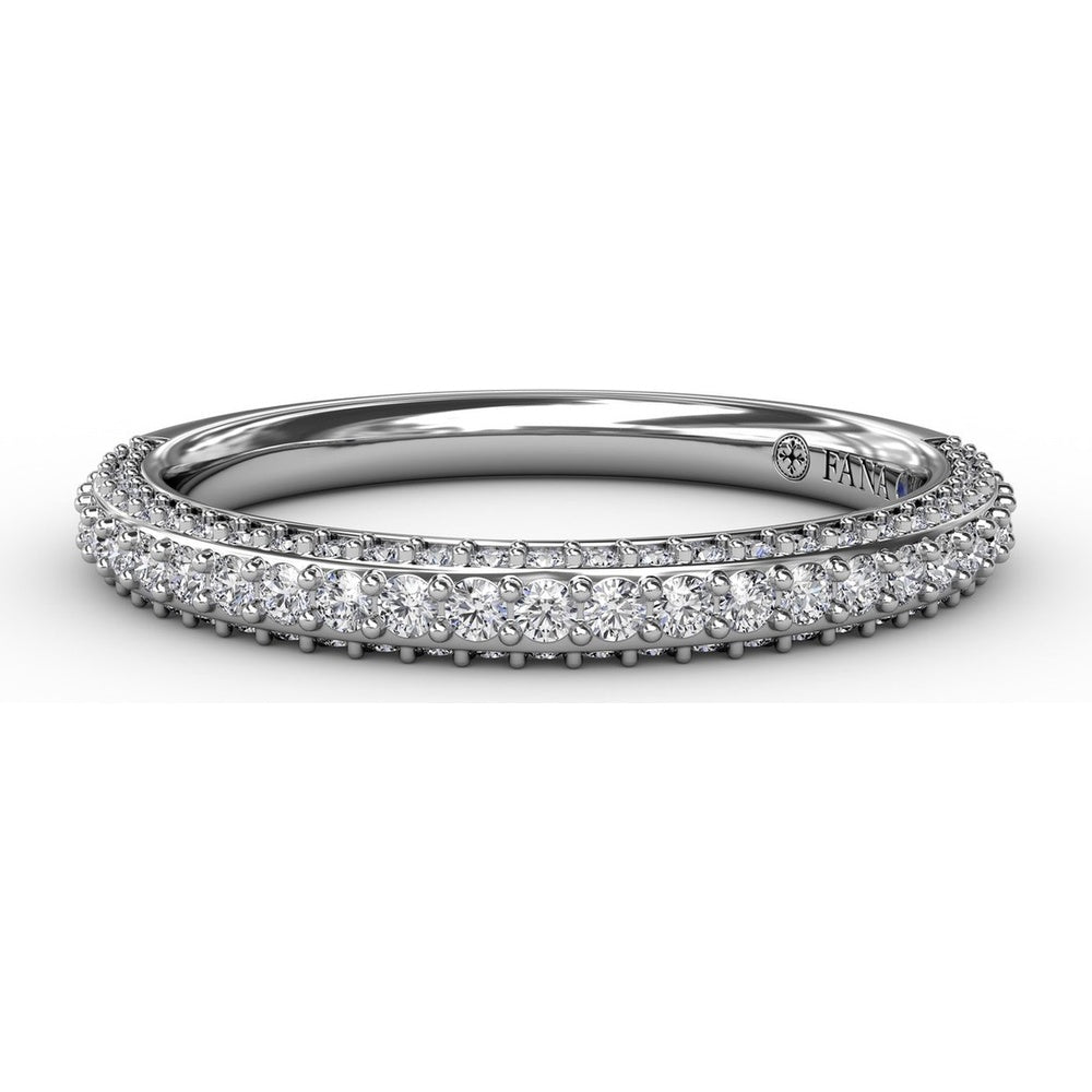 Double Row Pavé Diamond Wedding Band with Milgrain Detail by Fana - 0.50 Carat Total Diamond Weight