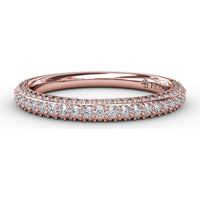Double Row Pavé Diamond Wedding Band with Milgrain Detail by Fana - 0.50 Carat Total Diamond Weight
