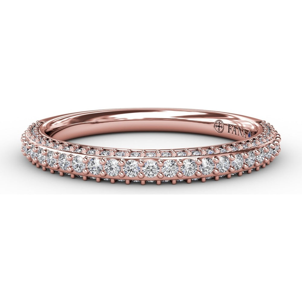 Double Row Pavé Diamond Wedding Band with Milgrain Detail by Fana - 0.50 Carat Total Diamond Weight