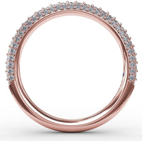 Double Row Pavé Diamond Wedding Band with Milgrain Detail by Fana - 0.50 Carat Total Diamond Weight