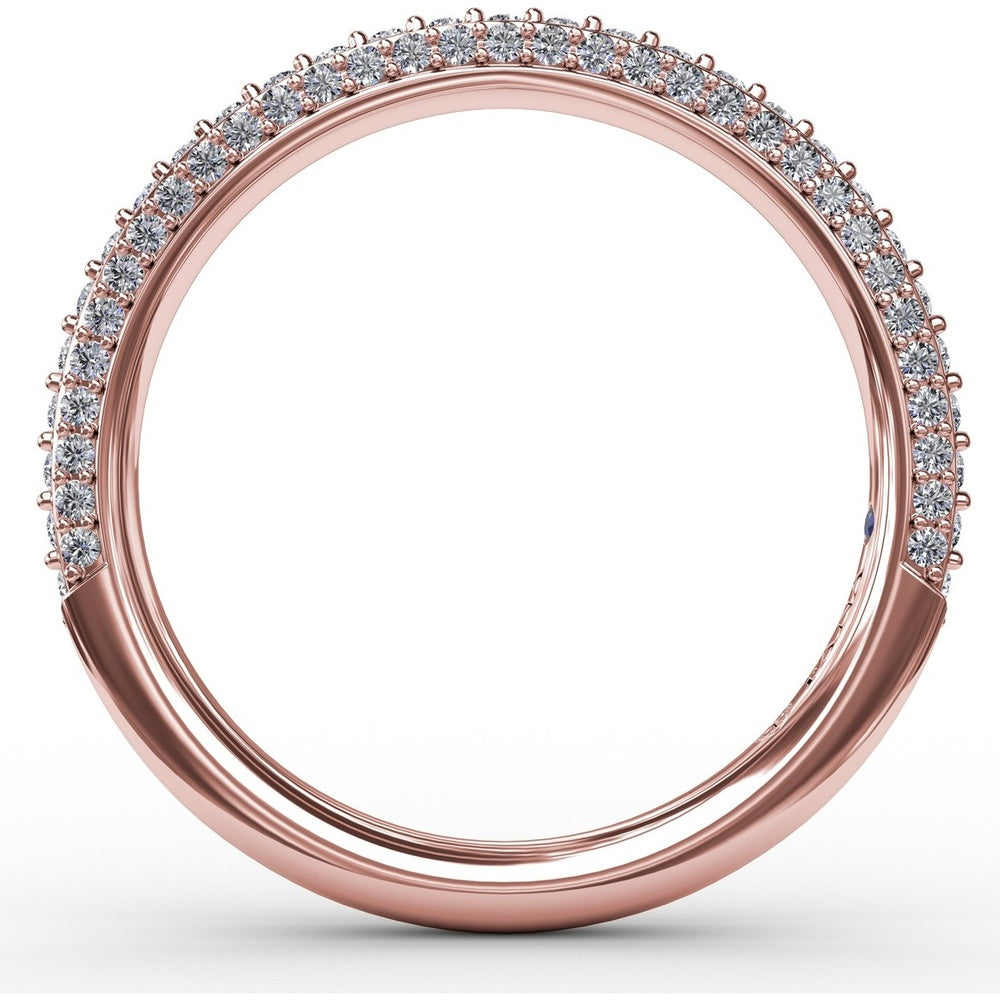 Double Row Pavé Diamond Wedding Band with Milgrain Detail by Fana - 0.50 Carat Total Diamond Weight