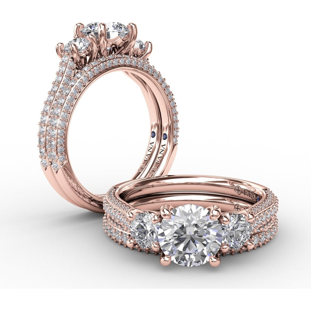 Double Row Pavé Diamond Wedding Band with Milgrain Detail by Fana - 0.50 Carat Total Diamond Weight