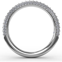 Double Row Pavé Diamond Wedding Band with Milgrain Detail by Fana - 0.50 Carat Total Diamond Weight