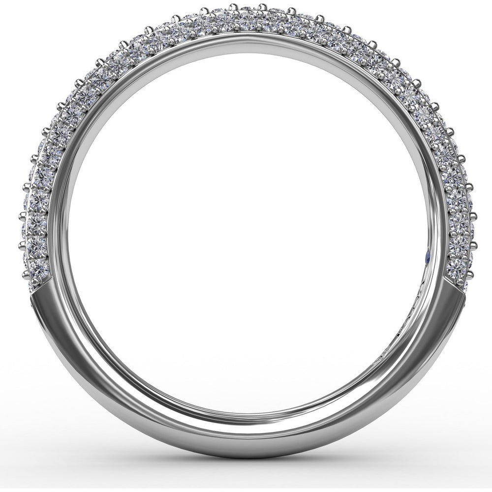 Double Row Pavé Diamond Wedding Band with Milgrain Detail by Fana - 0.50 Carat Total Diamond Weight