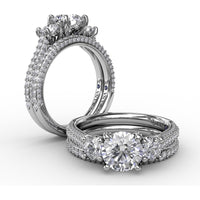Double Row Pavé Diamond Wedding Band with Milgrain Detail by Fana - 0.50 Carat Total Diamond Weight