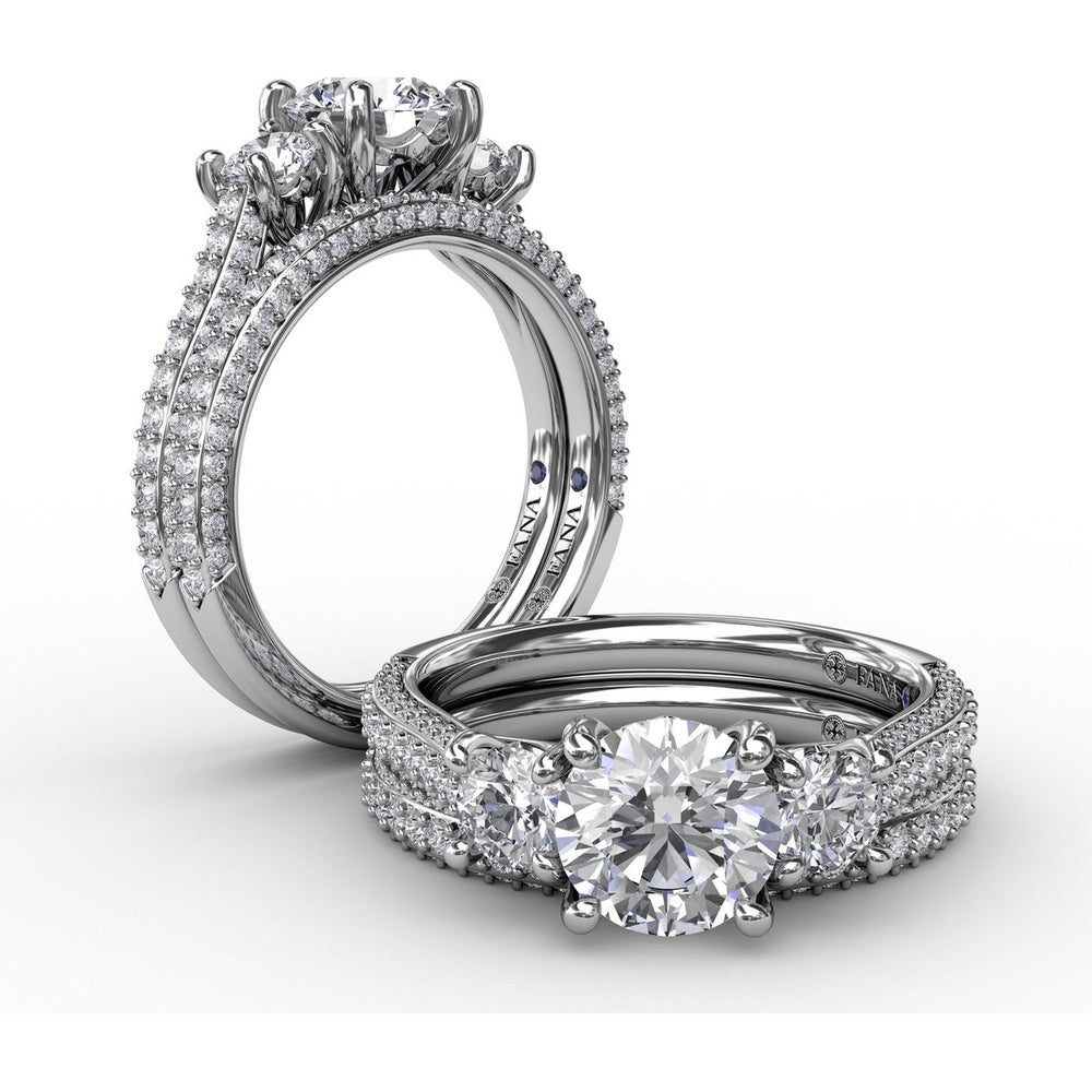 Double Row Pavé Diamond Wedding Band with Milgrain Detail by Fana - 0.50 Carat Total Diamond Weight