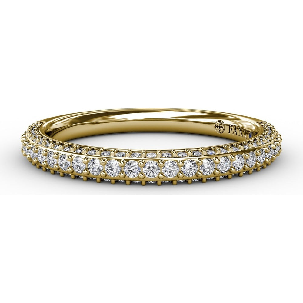 Double Row Pavé Diamond Wedding Band with Milgrain Detail by Fana - 0.50 Carat Total Diamond Weight