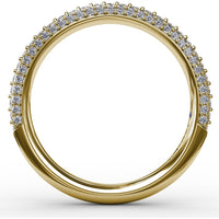 Double Row Pavé Diamond Wedding Band with Milgrain Detail by Fana - 0.50 Carat Total Diamond Weight