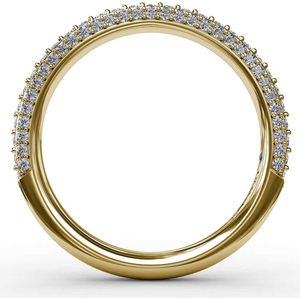 Double Row Pavé Diamond Wedding Band with Milgrain Detail by Fana - 0.50 Carat Total Diamond Weight