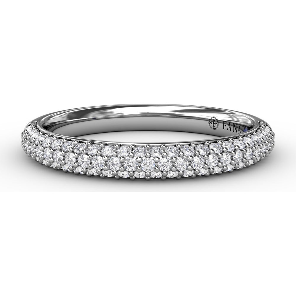 Double Row Pavé Diamond Wedding Band with Round Diamonds by Fana - 0.40 Carat Total Diamond Weight